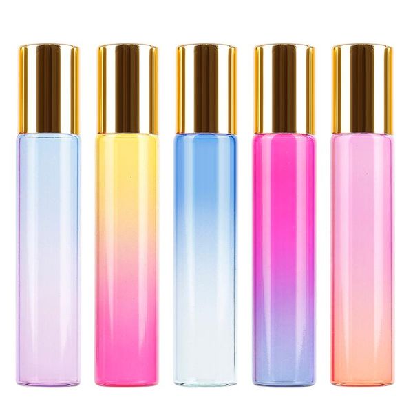 

storage bottles & jars 50pcs/lot 5ml 10ml thin glass perfume roll on bottle with stainless steel/glass ball roller essential oil vials