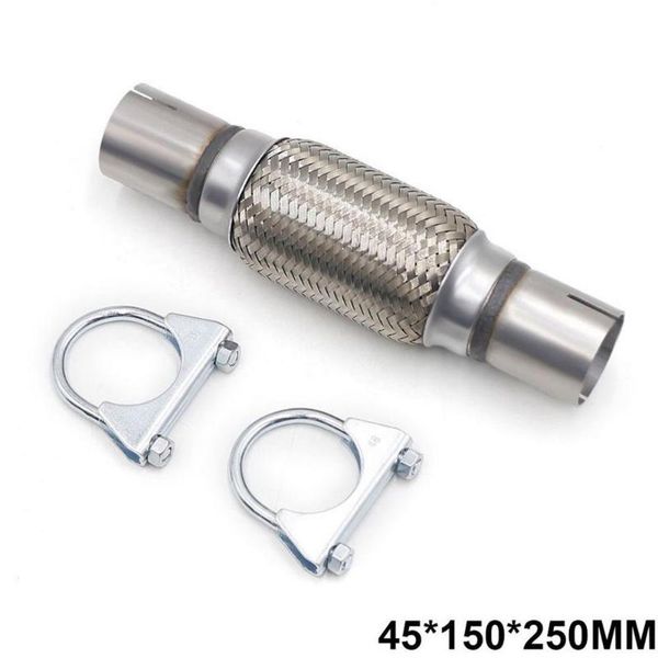 

manifold & parts car stainless steel exhaust pipe double layer weaving flexibility corrugated tubes inner diameter 45mm with 2 clamps