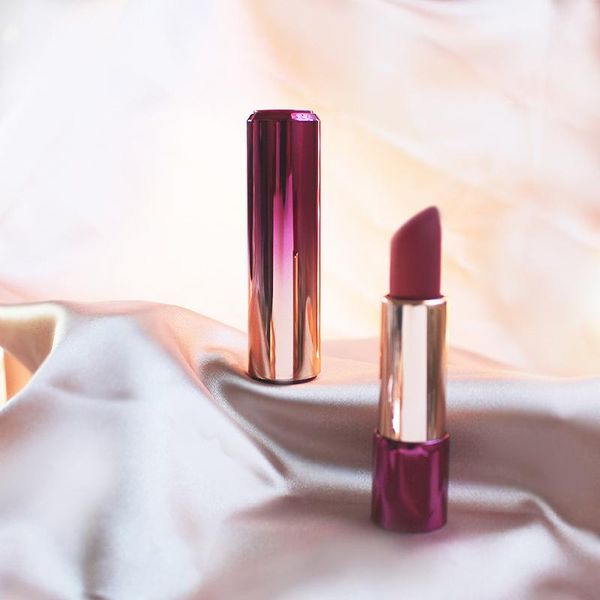 

storage bottles & jars empty lip stick tubes gold gradient purple button lipstick tube packaging shell round plastic lipbalm container for c