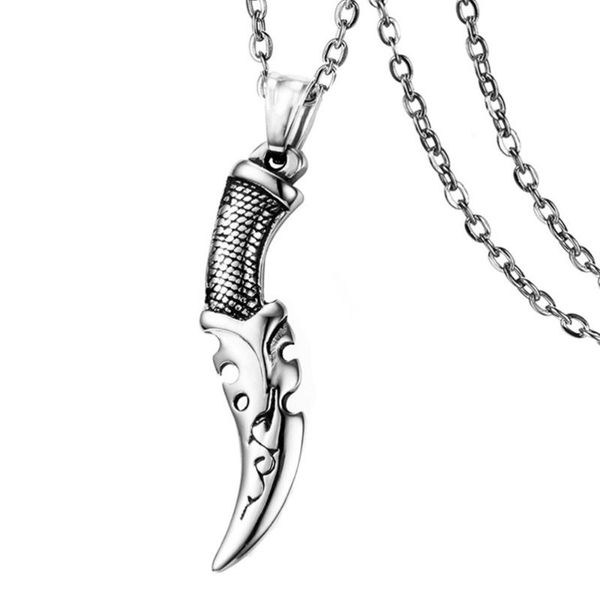 

pendant necklaces 1pc dagger necklace retro patterned choker stylish male, Silver