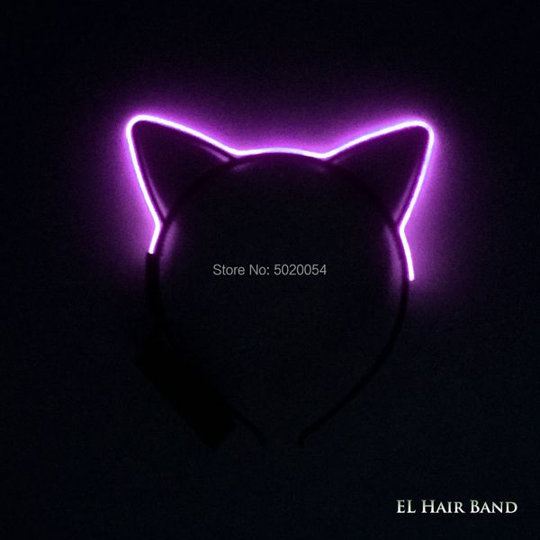 

costume accessories popular anime cosplay head accessories light up el headband girls cute cat ears led flashing hair hoop headdress supplie, Silver