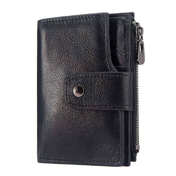 

yourseason 2021 men leather genuine rfid intelligent bluetooth short wallet multifunction man anti theft card holder purse, Red;black