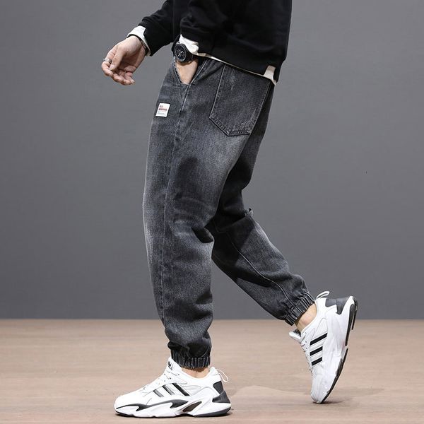 

2021 new fashion streetwear loose fit black color denim cargo pants slack bottom japanese vintage designer hip hop jeans men nyif, Blue