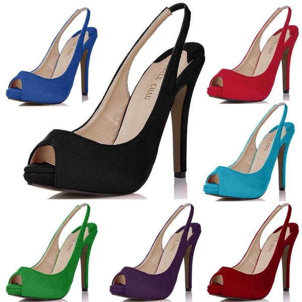 

dress shoes chmile chau party women peep toe stiletto high heels sling back ladies pumps zapatos mujer plus sizes  s1, Black
