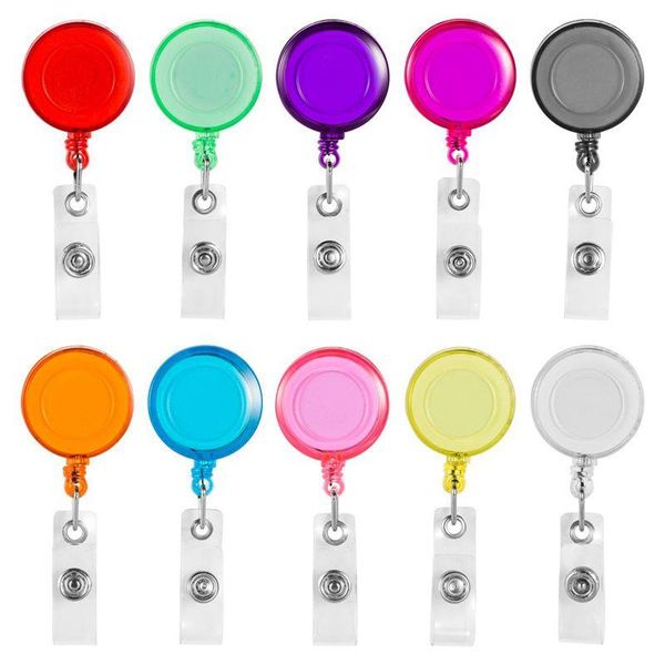 

filing supplies clip on retractable badge reel with belt for id cards key keychain holders 10 pcs different colors