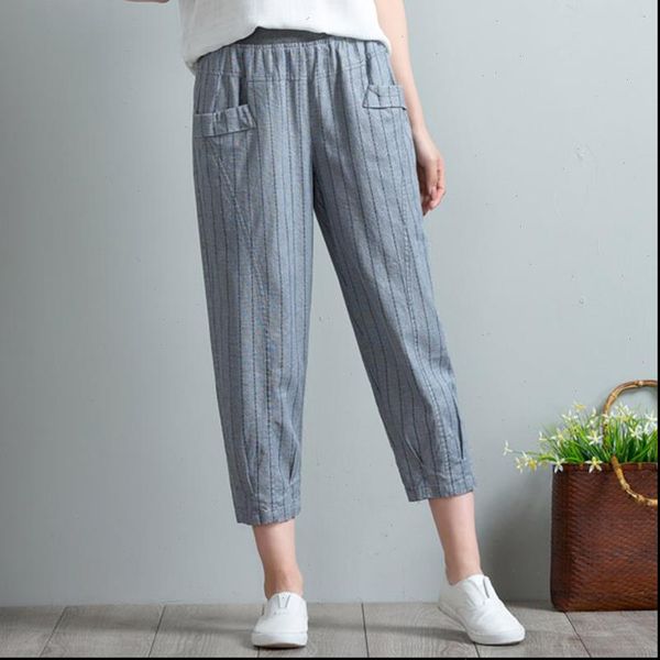 

women pencil pants plus size ankle length pants female summer casual striped loose trousers drop shipping good quality, Black;white