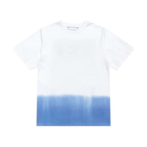 

fashion mens the hem is rendered in a blue gradient men womens sunmer designer tshirt casual streetwear shirt man clothing, White;black