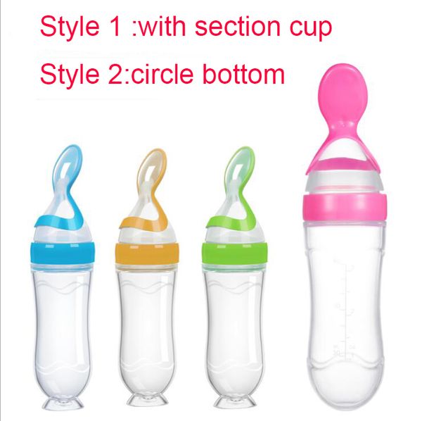 Baby Infant Training Fütterung Löffel 90ML/30 UNZEN Quetschen Sicherheit Silikon Nahrungsergänzungsmittel Scoop Getreide Feeder Extrusion Werkzeuge