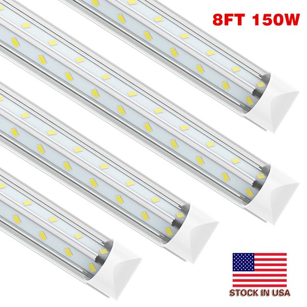 150W Tubos de LED de fio direto Smd5730 em forma de V 2 pés 3 pés 4 pés 5 pés 6 pés 8 pés Tubos de LED integrados T8 LELS LED LUZES FLUORESCE