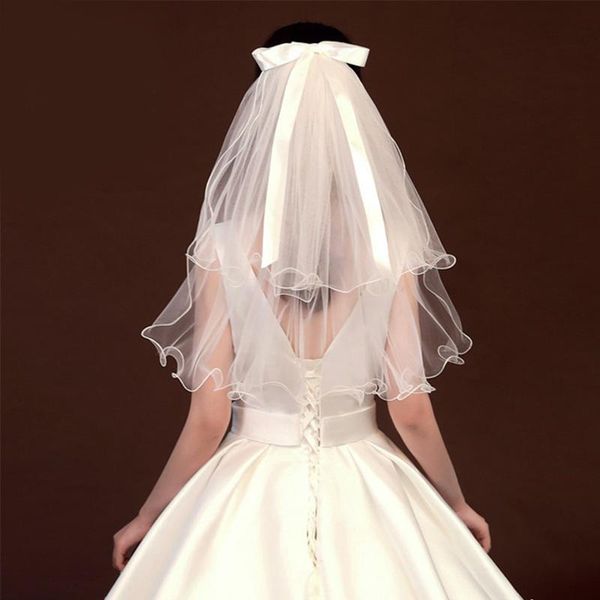 

bridal veils short tulle wedding two layer with comb white ivory veil for bride marriage accessories, Black