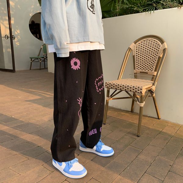

men's jeans cargo pants casual fun creative wide-leg for male loose straight european american high street hip hop couple ug1q, Blue