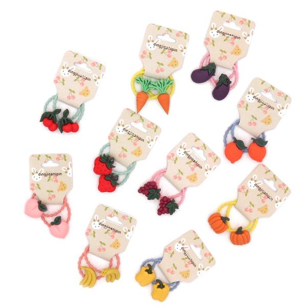 

hair accessories 3cm rubber band fruits vegetables cartoon style rope girl baby safe elastic bands ponytail holder kid, Slivery;white