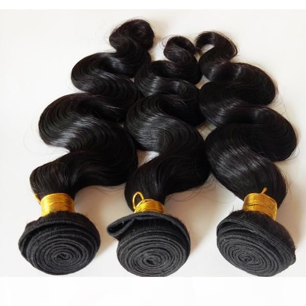 

8a grade indian remy hair weft natural color 8-30inch body wave brzailian malaysian virgin human hair extensions dhgate, Black
