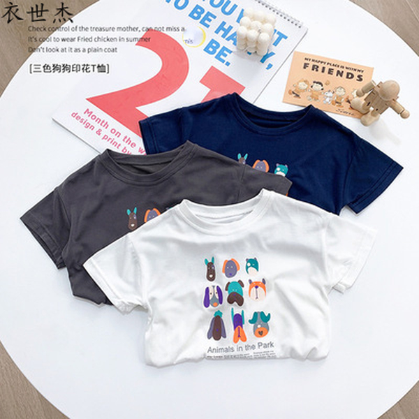 

childrens clothing 2022 summer new childrens and boys cartoon short-sleeved all-match t-shirt clothing trend, Blue