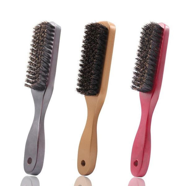 

hair brushes solid wood 100% boar shaving brush beard massage black bristle curved wooden men mustache, Silver