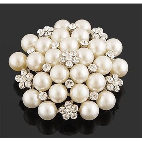 

diamond pearl flower men;s lady's brooch (5*5cm) (myyhmz, Gray