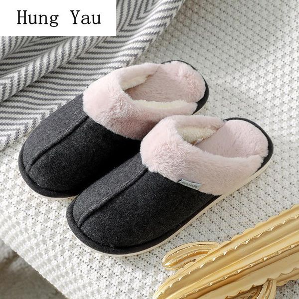 

slippers winter men warm indoor flips flops fashion solid platform male slides non-slip flat home comfortable, Black