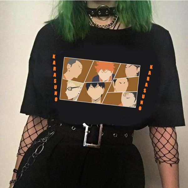 

women's t-shirt haikyuu funny t shirt women cool anime harajuku summer hip hop tshirt for streetwear tees 90s girl, White