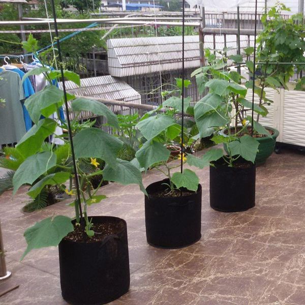 

planters & pots 5pcs/lot 3/5/7/10/15/20 gallon black round fabric plant pouch root container grow bag aeration pot
