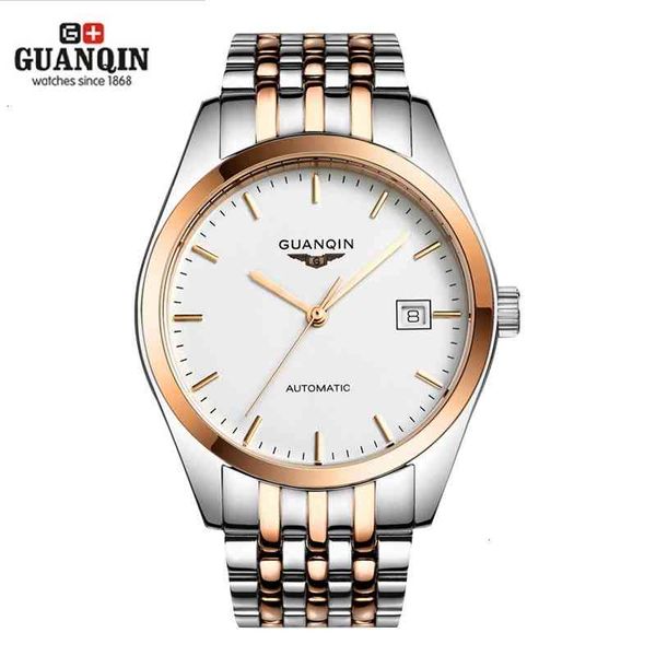 

automatic people guanqin mechanical luxury watches men stainless steel polshorloge boy business watertight analogue, Slivery;brown