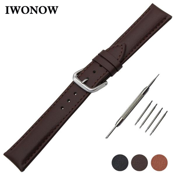 

watch bands genuine leather band 18mm for asus zenwatch 2 women wi502q stainless buckle strap wrist belt bracelet black brown + tool