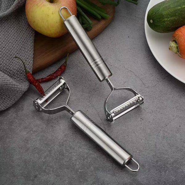 

erg premium ultra sharp julienne peeler & vegetable stainless steel ergonomic, potato apple peeler, silver dishwasher safe
