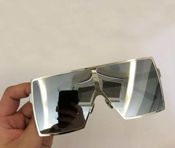 

oversized square sunglasses silver/silver mirror lens sun shades sonnenbrille women fashion glasses uv400 protection eywear summer with box, White;black