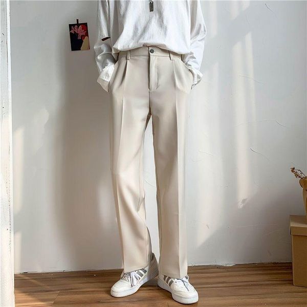 

women's pants & capris women spring and autumn style trousers korean fashion loose student straight tube wide leg casual suit, Black;white