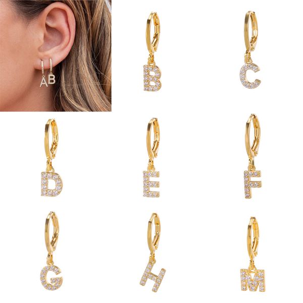 

Woman Earrings Dangle & Chandelier Zircon Initial A-Z Letter Earring DIY Alphabet Drop Small Hoop Letters Women Charms Diamond, Silver