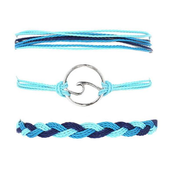

charm bracelets 2021 trendy waxed thread braid for woman and men 3 style multicolor the wave shape multi-layer chain bracelet, Golden;silver