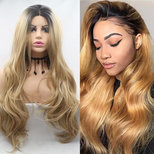 

synthetic wigs ombre blonde t part for black women lolita curly half brown wig u highlight body wave cosplay glueless