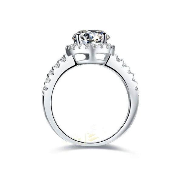 

cluster rings 1 sterling gold 14k two side bands style simulate diamond anniversary ring for women fabulous wedding, Golden;silver