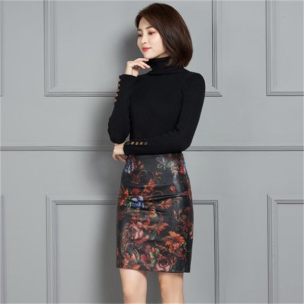 

2021 new fashion genuine royal sheep leather skirt k15 4v7u, Black