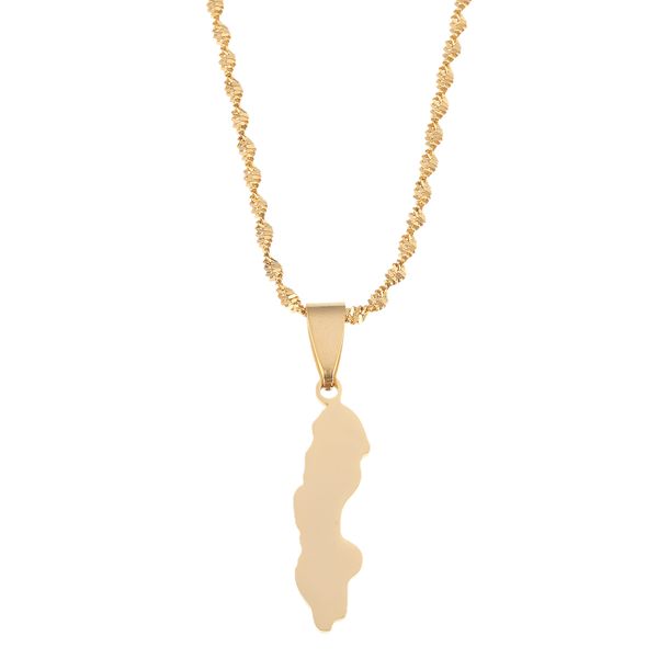 

stainless steel gold color konungariket sverige map pendant necklaces sweden maps chain jewelry gifts, Silver
