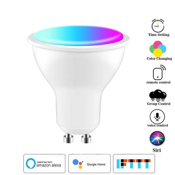 

smart home control wifi led bulbs rgbw 6w lamps gu10 gu5.3 e27 app remote dimmable light bulb work with alexa/google/ifttt