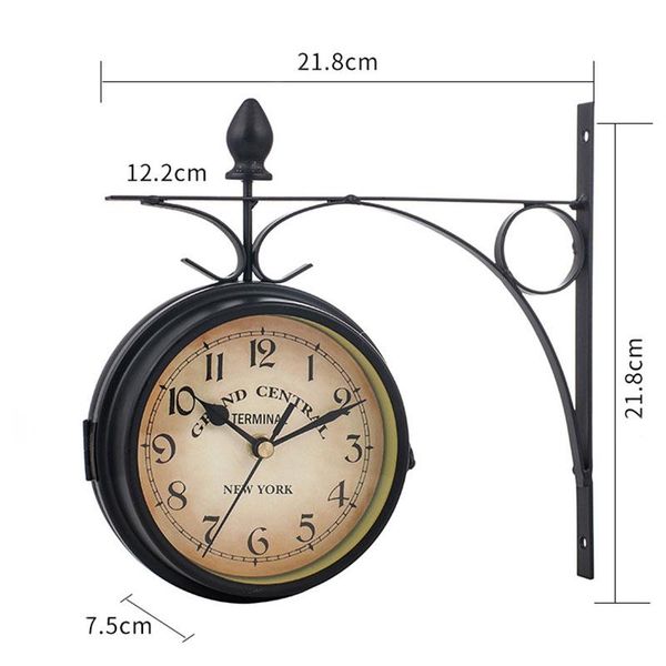 

wall clocks retro double side rotating clock metal hanging outdoor home garden decor european gift mounted bjstore