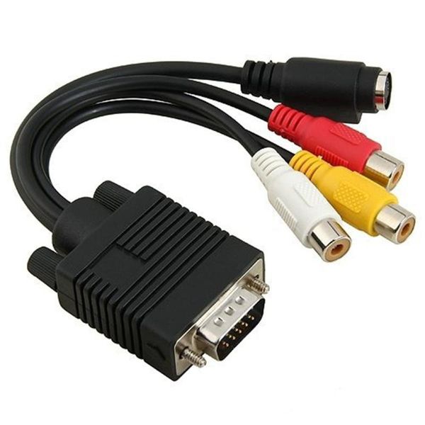 

audio cables & connectors pc hd av tv out practical accessories 3 rca composite vga svga to s-video durable portable adapter cable