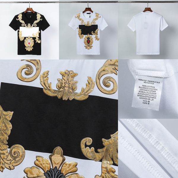 

fashion mens pattern print t shirts black fashion men women short sleeve tees s-3xl, White;black