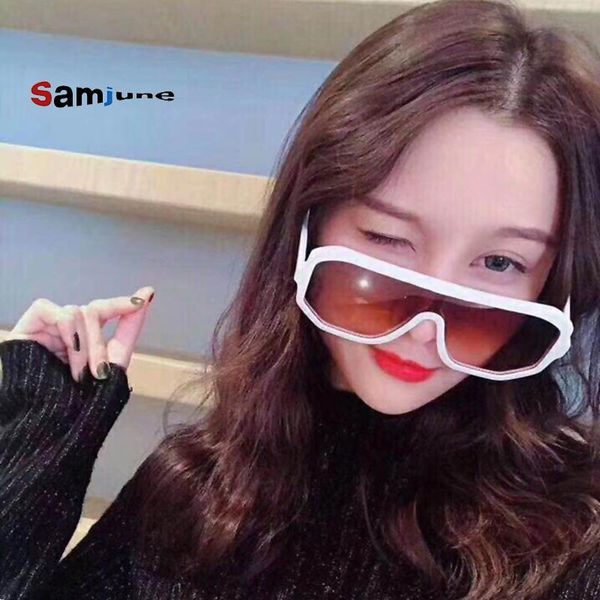 

sunglasses samjune big frame gradient shades oversized square brand designer vintage women fashion sun glasses, White;black