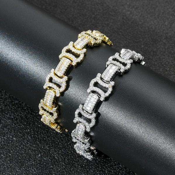 

link, chain mathalla hiphop copper 13mm iced out cubic zircon x shaped bracelet cz bowknot link jewelry for men, Black