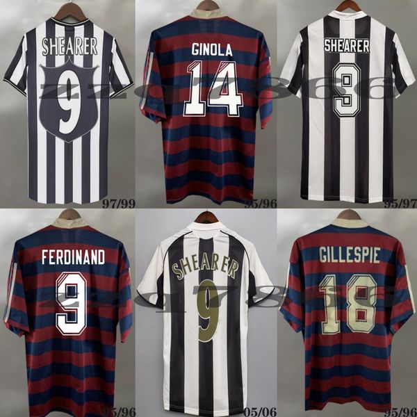 

96 97 98 99 shearer retro soccer jersey bellamy ginola luque pinas 1994 1995 05 06 gillespie ferdinand barnes owen cole classic football shi, Black;yellow