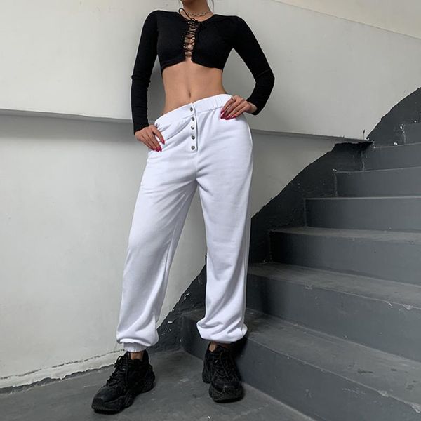

women's pants & capris harajuku joggers wide leg sweatpants women trousers plus size high waist streetwear korean casual pant femme win, Black;white