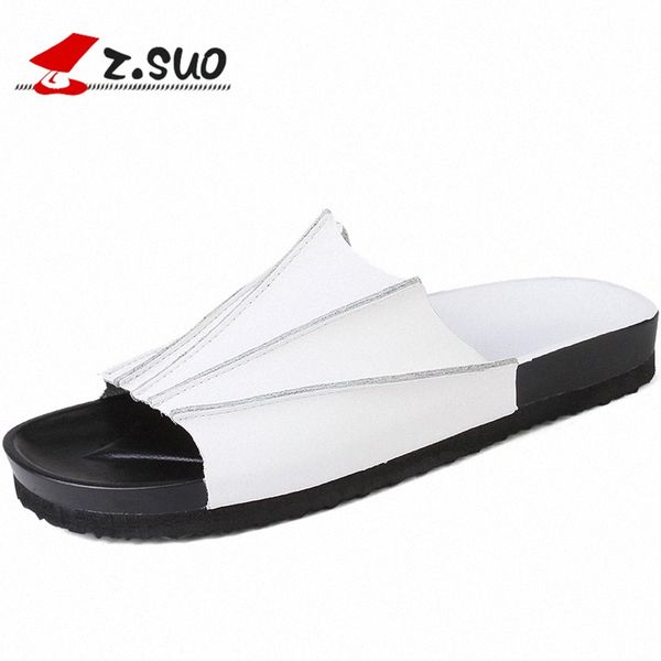 

z.suo 2017 summer fashion collocation cow split leather eva sole mens sandals solid color leisure british style shoes zs18105 u33b#, Black