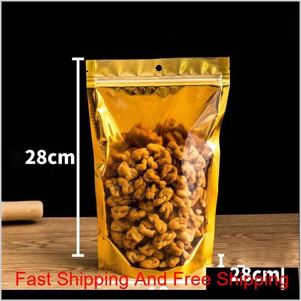 

gold zipper aluminized packing bags resealable matte/clear dried food storage bags candy smell proof storage zipper qylvjs garden2010