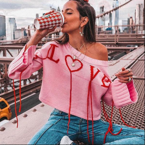 

long sleeve pink heart sweater women autumn winter pullover fashion high street tassel casual oversize chic jumpers 2021, White;black