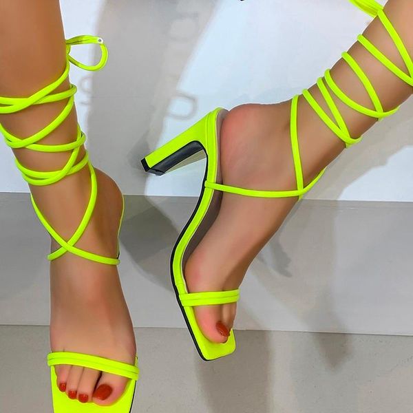 

new 8cm fine high heels sandals footwear cross-tied ankle strap summer sandals shoes women 2021 female shoes women party, Black