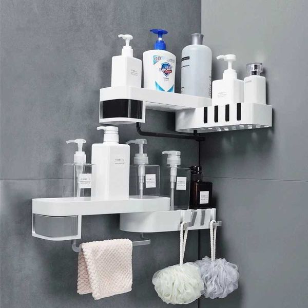 Scaffale da bagno ad angolo Scaffale per shampoo Scaffale per cosmetici Scaffale da cucina a parete Articoli per la casa Accessori per il bagno 210811