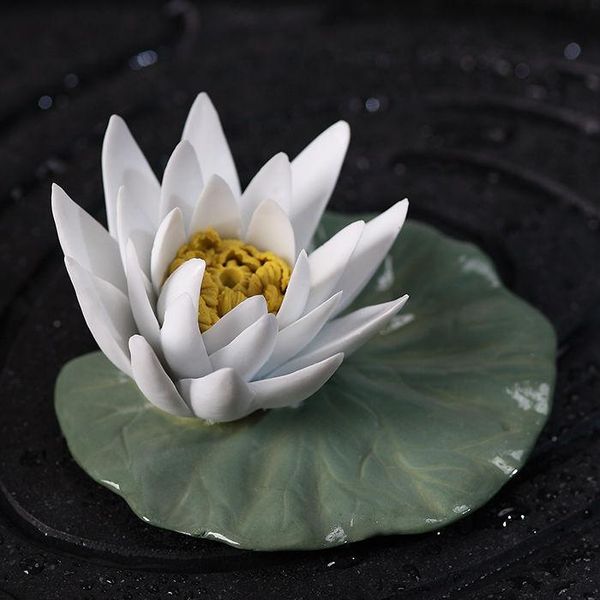 

fragrance lamps creative lotus backflow incense burner ceramic teahouse modern smoke censer porta incenso room decor bw50xx