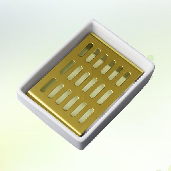 

soap dishes ceramic dish stainless steel shower holder double layer tray with drain for bathroom tub kitchen sink - rectangle