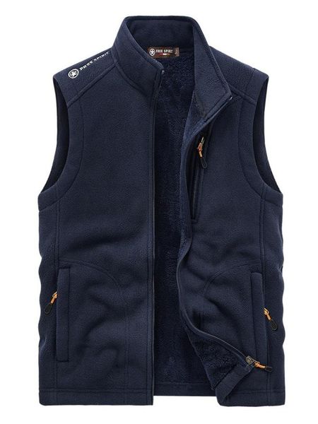 

men's vests fleece vest autumn and winter polar plus velvet padded large size outdoor warm waistcoat, Black;white